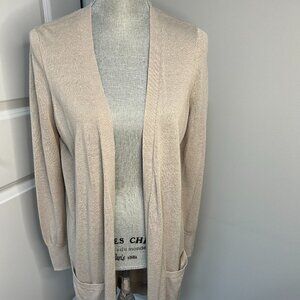 Halogen Beige Open Front Duster Cardigan EUC Size M